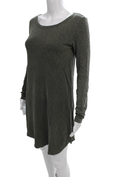 Standard James Perse Womens T Shirt Dress Green Cotton Long Sleeve Size 1