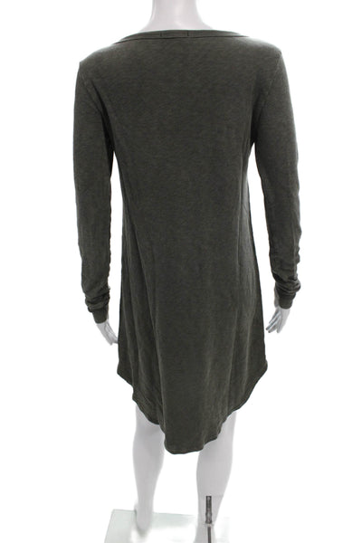 Standard James Perse Womens T Shirt Dress Green Cotton Long Sleeve Size 1