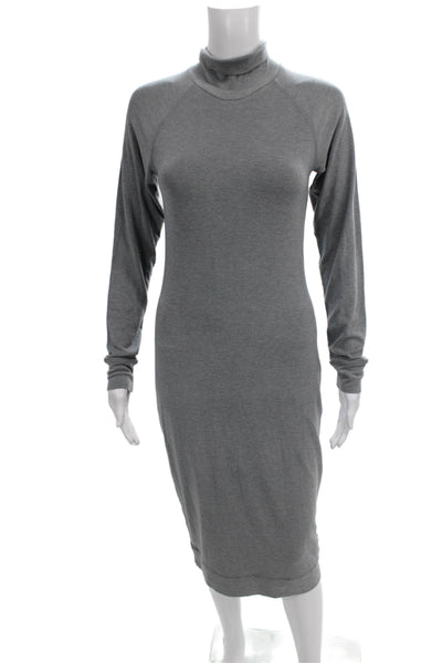 James Perse Womens Bodycon Turtleneck Long Sleeve Gray Dress Full Length Size 2