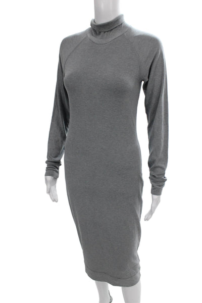 James Perse Womens Bodycon Turtleneck Long Sleeve Gray Dress Full Length Size 2