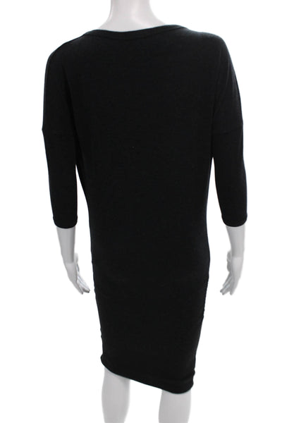 Standard James Perse Women Sheath Dress Black Cowl Neck 3/4 Sleeve Size 0