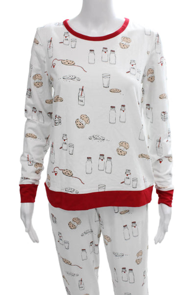 Bed Head Womens Printed Shirt Pants Pajama Set White Red Size Extra Small