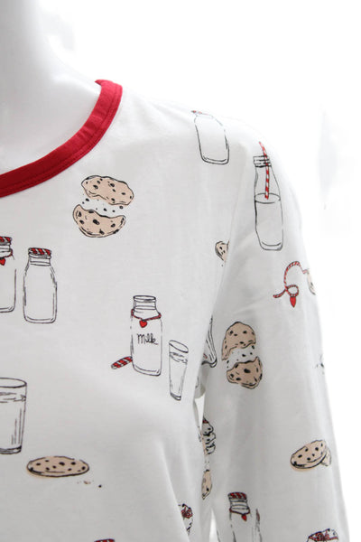Bed Head Womens Printed Shirt Pants Pajama Set White Red Size Extra Small