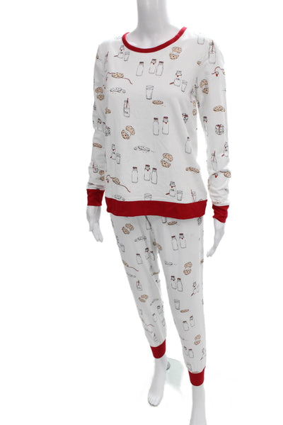 Bed Head Womens Printed Shirt Pants Pajama Set White Red Size Extra Small