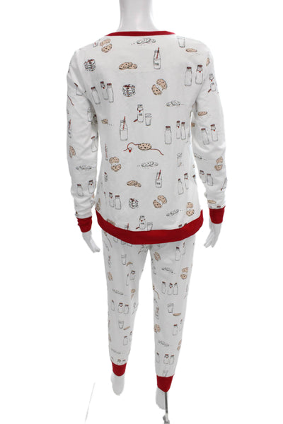 Bed Head Womens Printed Shirt Pants Pajama Set White Red Size Extra Small