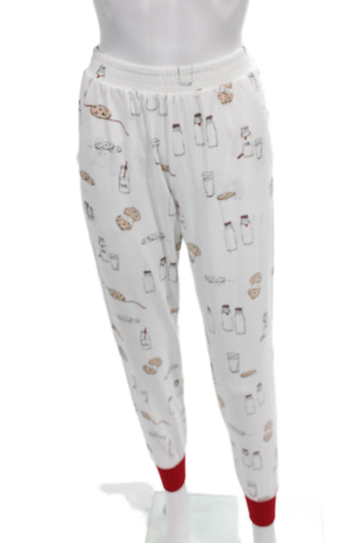 Bed Head Womens Printed Shirt Pants Pajama Set White Red Size Extra Small
