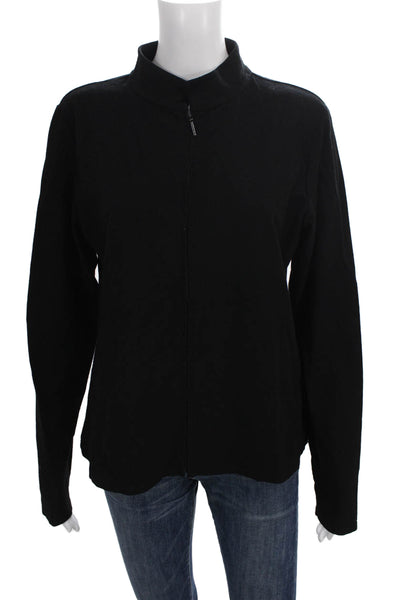 Eileen Fisher Womens Black Mock Neck Long Sleeve Basic Jacket Size M