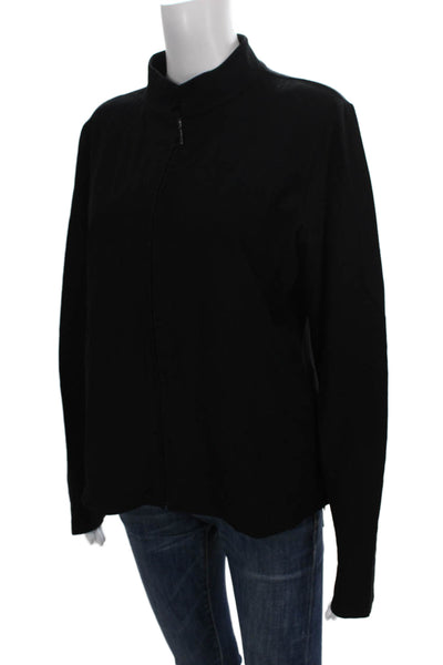 Eileen Fisher Womens Black Mock Neck Long Sleeve Basic Jacket Size M