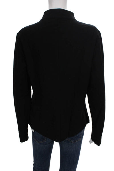Eileen Fisher Womens Black Mock Neck Long Sleeve Basic Jacket Size M