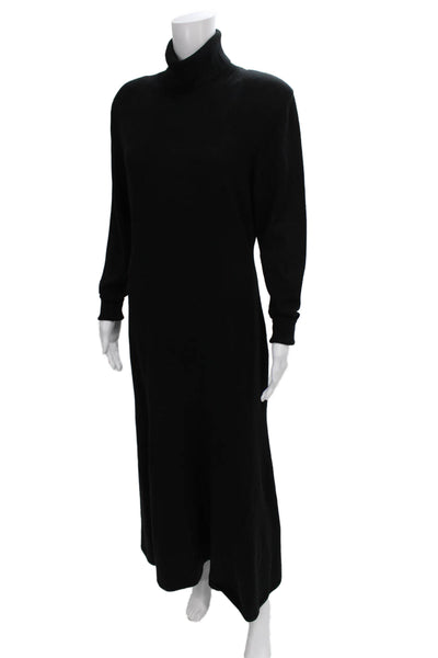 COS Women Maxi Wool Turtleneck Long Sleeve Black Dress Size S