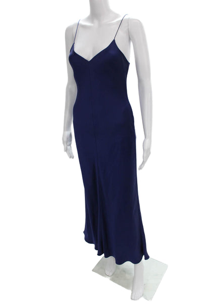 The Row Women Maxi Dress Blue V-Neck Sleeveless Long Size 0