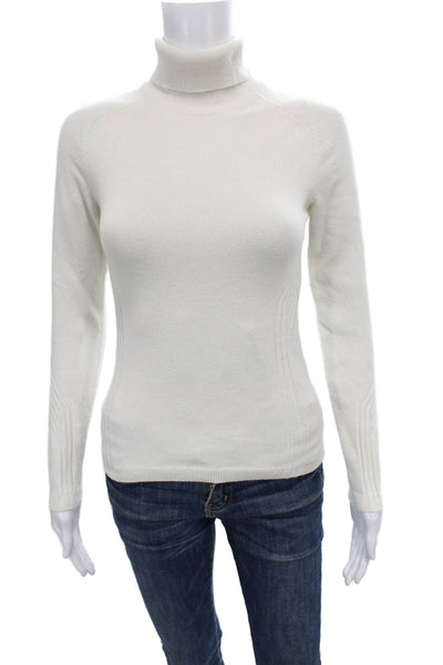 Falke Women Pullover Sweater Turtleneck White Polyester Long Sleeve Size XS