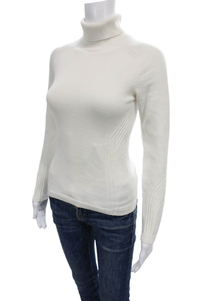 Falke Women Pullover Sweater Turtleneck White Polyester Long Sleeve Size XS