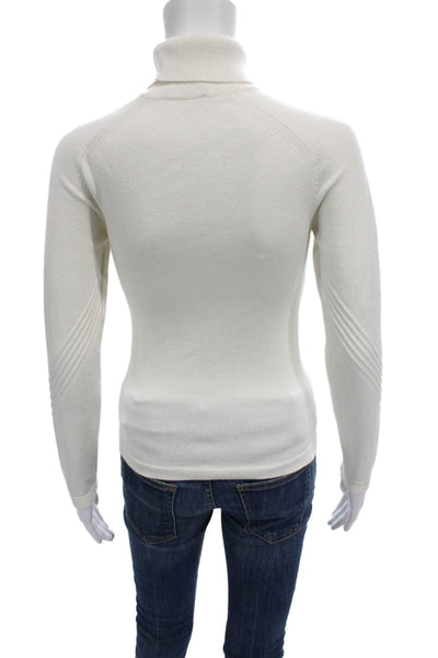Falke Women Pullover Sweater Turtleneck White Polyester Long Sleeve Size XS