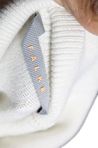 Falke Women Pullover Sweater Turtleneck White Polyester Long Sleeve Size XS