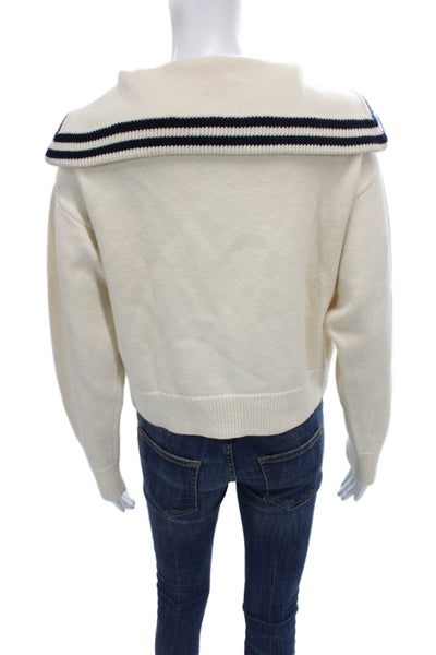 La Ligne Women Pullover Sweater Ivory Merino Wool Long Sleeve Size XS