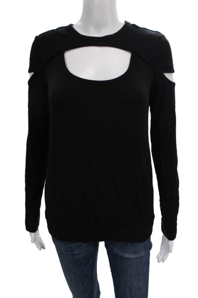 Bailey 44 Womens Basic Tee Black Scoop Neck Long Sleeve Modal Size S