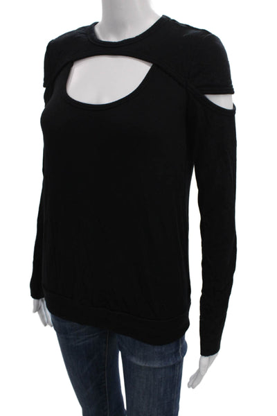 Bailey 44 Womens Basic Tee Black Scoop Neck Long Sleeve Modal Size S