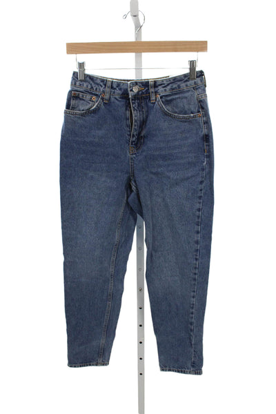Topshop Womens Mom Jeans Blue High Rise 100% Cotton Size 26
