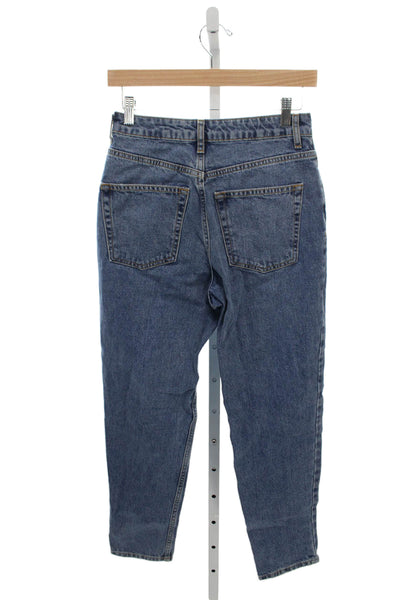 Topshop Womens Mom Jeans Blue High Rise 100% Cotton Size 26