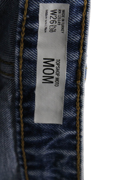 Topshop Womens Mom Jeans Blue High Rise 100% Cotton Size 26
