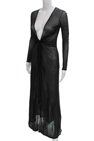 MISSGUIDED Womens Maxi Dress Black V Neck Long Sleeve Full Length Size 0