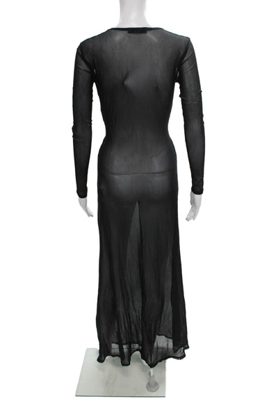 MISSGUIDED Womens Maxi Dress Black V Neck Long Sleeve Full Length Size 0
