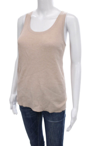 Jenni Kayne Womens Beige Merino Wool Scoop Neck Sleeveless Tank Size L