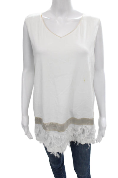 Fabiana Filippi Women Sleeveless V-Neck Cotton Tunic White Size 3X