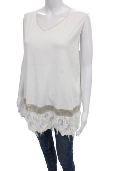 Fabiana Filippi Women Sleeveless V-Neck Cotton Tunic White Size 3X