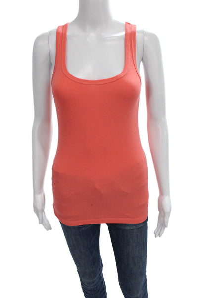 Splendid Women Basic Sleeveless Scoop Neck Orange Supima Cotton Tank Size XS