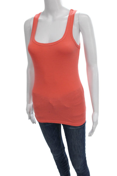 Splendid Women Basic Sleeveless Scoop Neck Orange Supima Cotton Tank Size XS