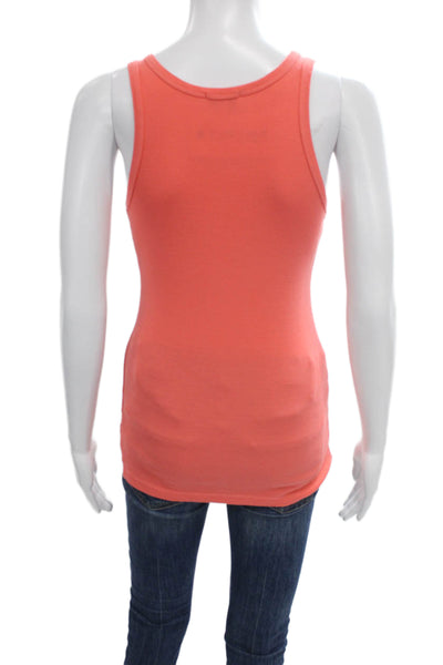 Splendid Women Basic Sleeveless Scoop Neck Orange Supima Cotton Tank Size XS