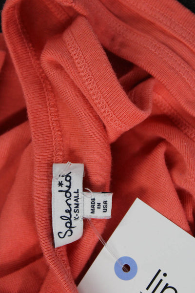 Splendid Women Basic Sleeveless Scoop Neck Orange Supima Cotton Tank Size XS