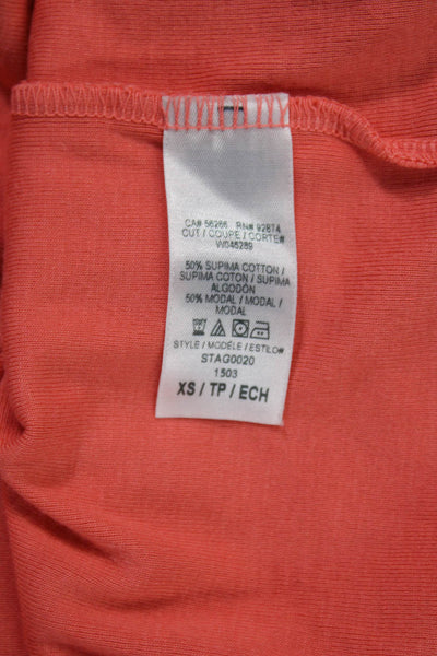 Splendid Women Basic Sleeveless Scoop Neck Orange Supima Cotton Tank Size XS