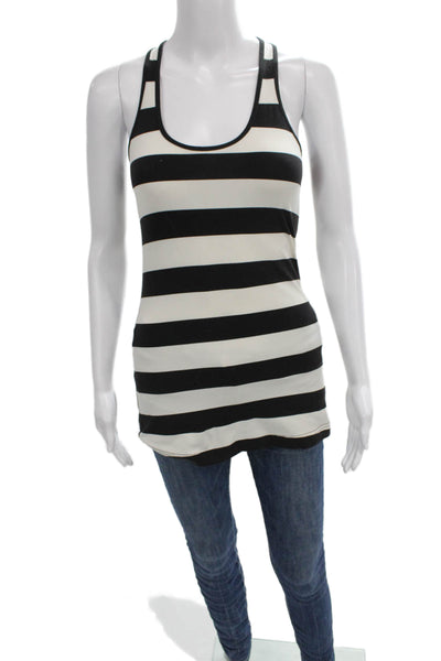 Lululemon Women Basic Striped Scoop Neck Tank Black Nylon Blend Size S
