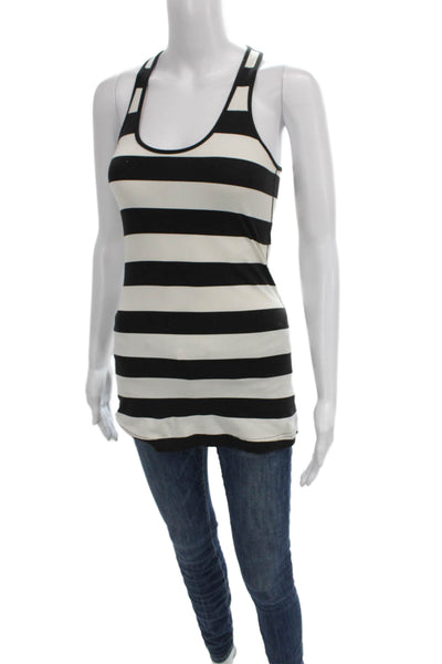 Lululemon Women Basic Striped Scoop Neck Tank Black Nylon Blend Size S