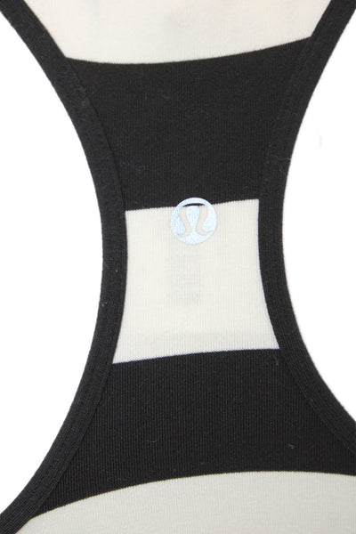 Lululemon Women Basic Striped Scoop Neck Tank Black Nylon Blend Size S