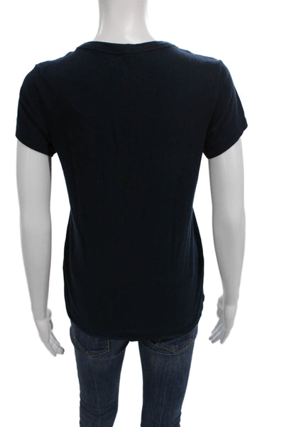 Rag & Bone Women Basic Blue Pima Cotton Crew Neck Short Sleeve T-Shirt Size S