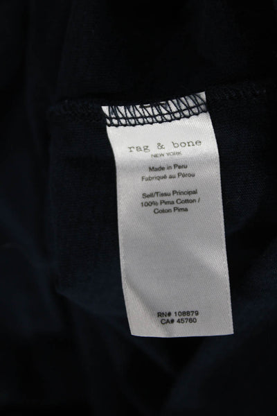 Rag & Bone Women Basic Blue Pima Cotton Crew Neck Short Sleeve T-Shirt Size S
