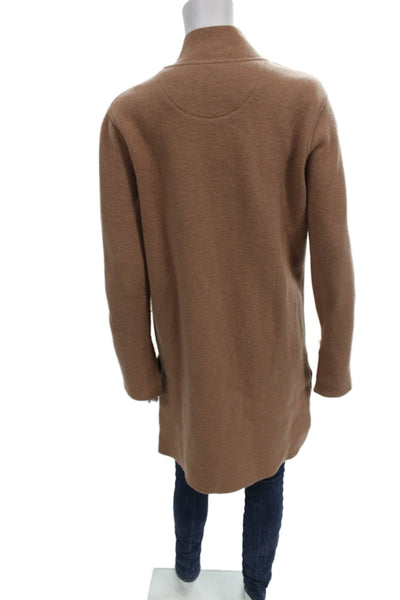 Line Women Cardigan Coat Brown Wool Long Sleeve Snap Solid Size XS