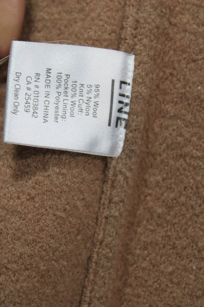Line Women Cardigan Coat Brown Wool Long Sleeve Snap Solid Size XS