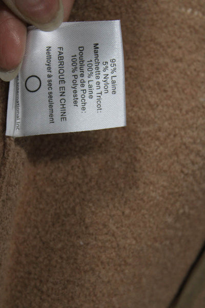 Line Women Cardigan Coat Brown Wool Long Sleeve Snap Solid Size XS