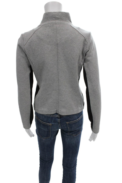 Vince Women Motorcycle Jacket Gray Cotton Zip Long Sleeve Size S