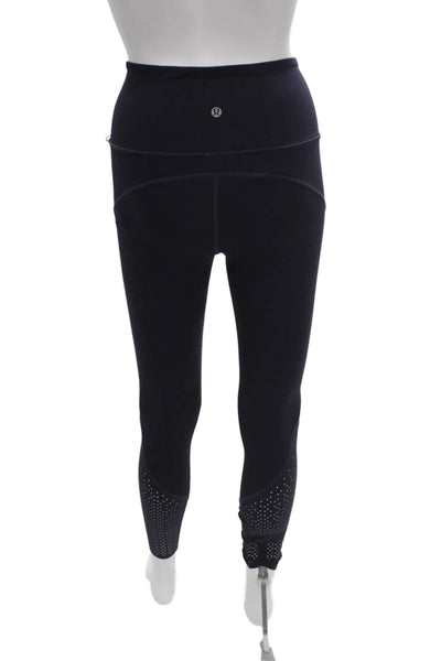 Lululemon Womens Black Ankle Leggings Synthetic Sports Size 4