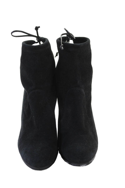 Stuart Weitzman Women's Round Toe Suede Ankle Boots Black Size 7.5