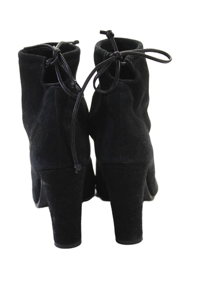 Stuart Weitzman Women's Round Toe Suede Ankle Boots Black Size 7.5