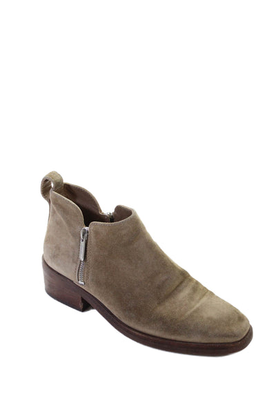 3.1 Phillip Lim Women's Suede Zip Closure Flat Ankle Boots Beige Size 37.5