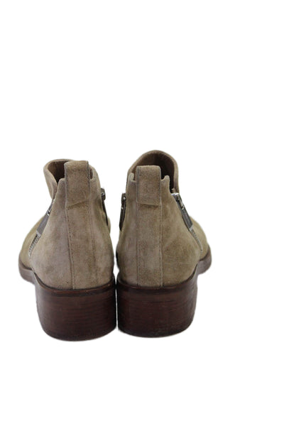 3.1 Phillip Lim Women's Suede Zip Closure Flat Ankle Boots Beige Size 37.5