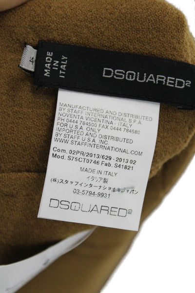 Dsquared2 Women Sheath Dress Brown Wool Boatneck Mid Calf Short Sleeve Size 44